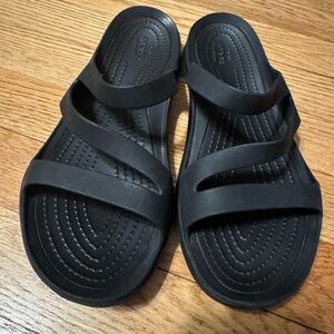 Crocs iconic comfort  black slides size 8W